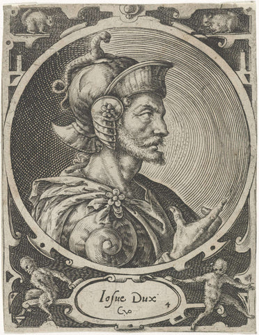 King Joshua as one of the nine heroes, Crispijn van de Passe (I), 1574 - 1637 Canvas Print