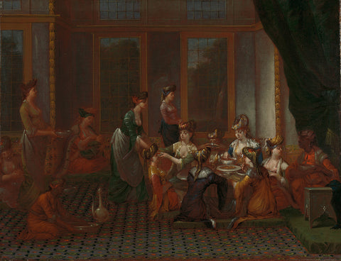 Banquet of Distinguished Turkish Women, Jean Baptiste Vanmour, c. 1720 - c. 1737 Canvas Print