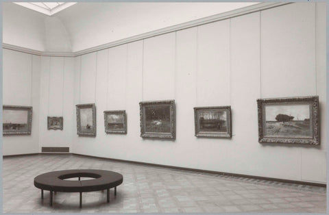 Room with seven paintings and a round bench front left, 1990 Canvas Print