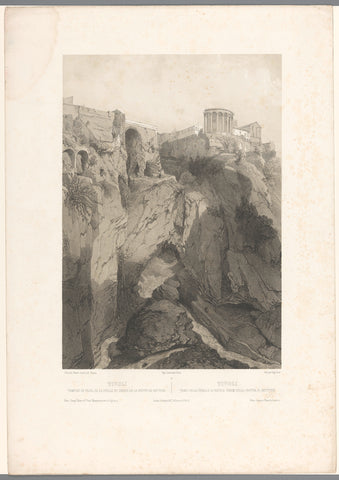 Rock face with antique ruins at Tivoli, Eugène Cicéri, in or after 1849 - in or before 1853 Canvas Print