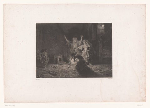 Drie heksen uit Shakespeares Macbeth, Eugène Leroux, 1846 - 1848 Canvas Print