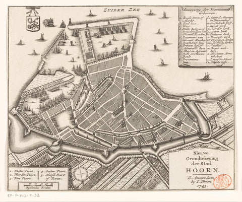 Map of Hoorn, anonymous, 1743 - after 1780 Canvas Print