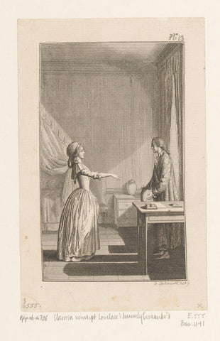 Clarissa rejects Lovelace's marriage proposal, Daniel Nikolaus Chodowiecki, 1784 Canvas Print