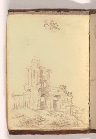 Sketch of a ruin and head of child, anonymous, 1585 - 1587 Canvas Print