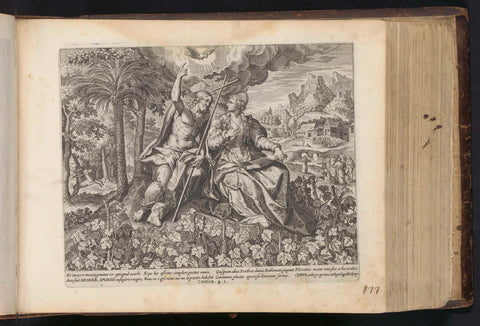 Christ and his bride in a vineyard, anonymous, Johann Sadeler (I), 1646 Canvas Print