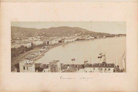 View of Cannes with buildings, hotel Gonnet and boats on the beach, anonymous, 1876 Canvas Print