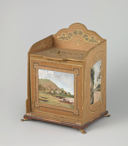 Wooden jewel box with representations related to the Gonini expedition, unknown, in or before 1926 Canvas Print