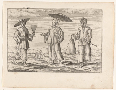 Three Chinese merchants at Bantam, 1596, anonymous, 1646 Canvas Print