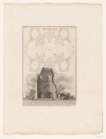 Plattegrond van grafkamers en de Torre degli Schiavi, Giovanni Battista Piranesi, c. 1756 - c. 1757 Canvas Print