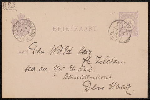 Postcard to Philip Zilcken, Jan Voerman (1857-1941), 1890 Canvas Print