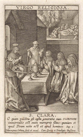 H. Clara van Assisi, Hieronymus Wierix, 1563 - before 1619 Canvas Print