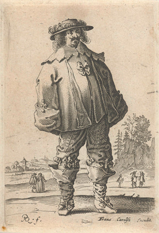 Man in modieuze kleding, Pieter Jansz Quast, 1647 - 1665 Canvas Print