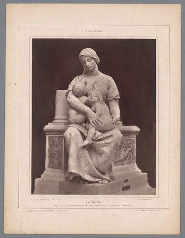 Sculpture La Charité by Paul Dubois, French sculptor, 1829-1905, Charles Marville, in or after 1876 - in or before 1884 Canvas Print