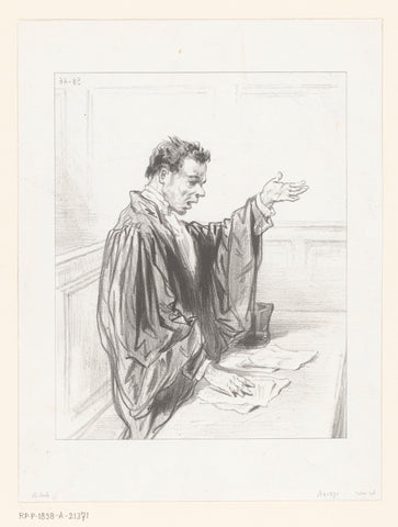 Lawyer makes plea, Paul Gavarni, 1858 Canvas Print