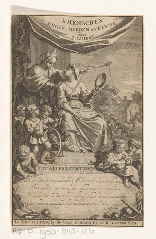 Woman is made aware of children playing, Pieter Sluyter, 1712 Canvas Print