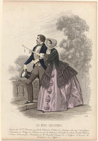 Les Modes Parisiennes, 1851, No. 371 : Capote des D.elles Romain (...), Préval, c. 1851 Canvas Print