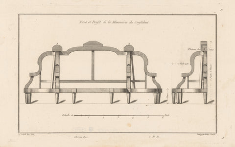 Frame of sofa, Pierre Claude Delagardette, 1784 - 1785 Canvas Print