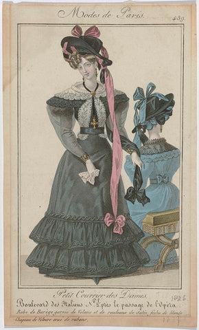 Petit Courrier des Dames, 1826, No. 439 : Robe de Barège garnie de Volans (...), anonymous, 1826 Canvas Print