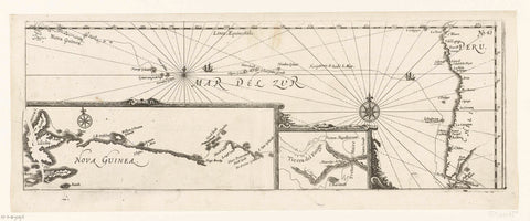 Map of the journey of Jacob le Maire around Cape Horn, 1616, anonymous, 1646 Canvas Print