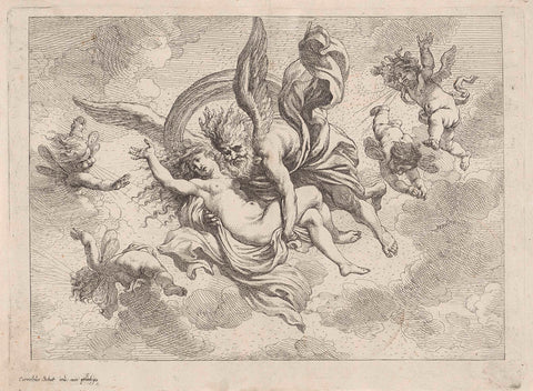 Boreas and Oreithyia, Cornelis Schut (I), 1618 - 1655 Canvas Print