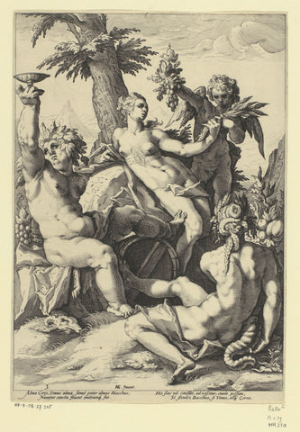 Venus, Bacchus en Ceres (Sine Cerere et Baccho friget Venus), Jacob Matham (attributed to), 1588 Canvas Print