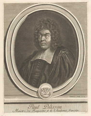 Portret van Paul Pelisson, Gerard Edelinck, 1666 - 1707 Canvas Print