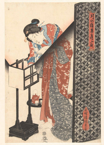 Woman at lamp, Kunisada (I) , Utagawa, 1836 - 1838 Canvas Print