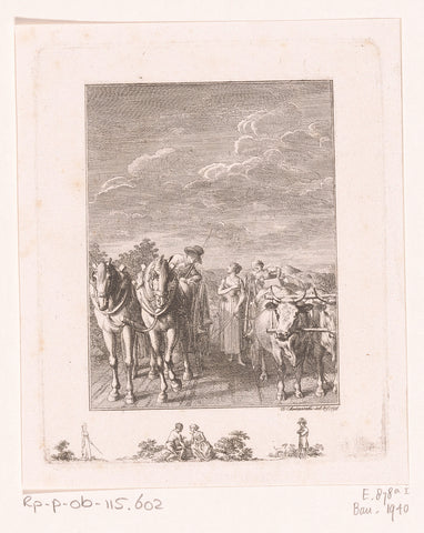 Hermann meets Dorothea at the side of the road, Daniel Nikolaus Chodowiecki, 1798 Canvas Print