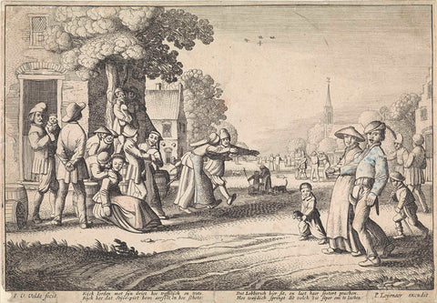 Dancing peasants during a village festival, Jan van de Velde (II), 1652 - 1673 Canvas Print