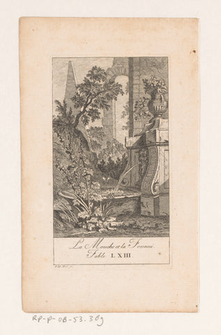 Fable of the fly and the ant, Johann Heinrich Meil (der Ältere), 1758 Canvas Print