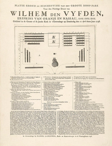 Map of the christening ceremony of Prince William V, 1748, anonymous, 1748 Canvas Print