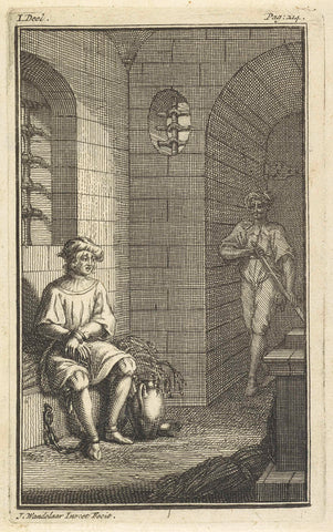 Man in a prison, Jan Wandelaar, 1722 - 1723 Canvas Print