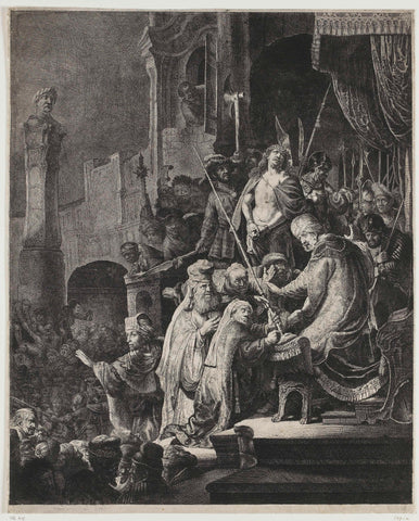 Christ before Pilate: large plate, anonymous, Rembrandt van Rijn, 1740 - 1778 Canvas Print