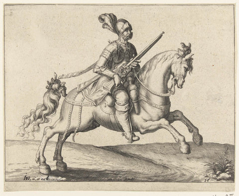 Horseman with Harquebus, Turning Left, Jacob de Gheyn (II) (workshop of), 1640 Canvas Print