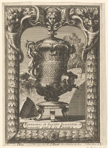 Titelblad: Fountains and Cuuettes, Jean Lepautre, 1700 - 1800 Canvas Print