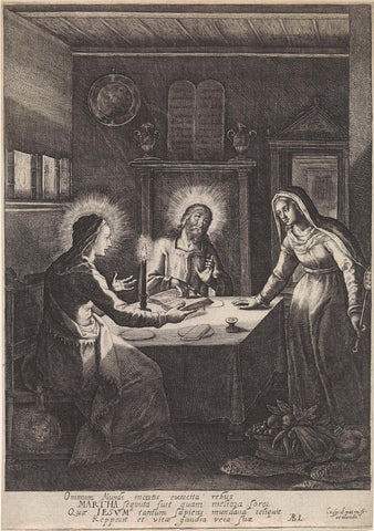 Christ in the House of Martha and Mary, Crispijn van de Passe (I), 1574 - 1637 Canvas Print