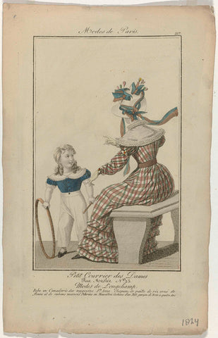 Petit Courrier des Dames, 1824, No. 217 : Robe en Canaderis des magazins (...), anonymous, 1824 Canvas Print