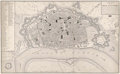 Map of Antwerp and the Citadel, 1830, anonymous, 1830 Canvas Print