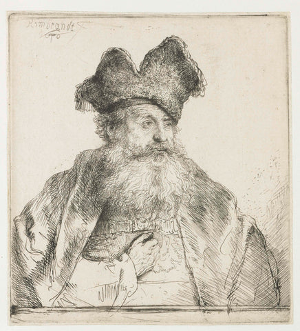 Old Man in a Divided Fur Cap, Rembrandt van Rijn, 1640 Canvas Print