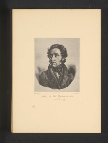 Reproduction of a lithograph of a portrait of Ignatius Josephus van Regemorter by Eeckhout, Joseph Maes, c. 1872 - in or before 1877 Canvas Print