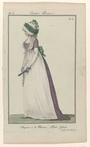 Journal des Dames et des Modes, Costume Parisien, 23 June 1798, Year 6, (45) : Chapeau à la Minerv (...), anonymous, 1798 Canvas Print