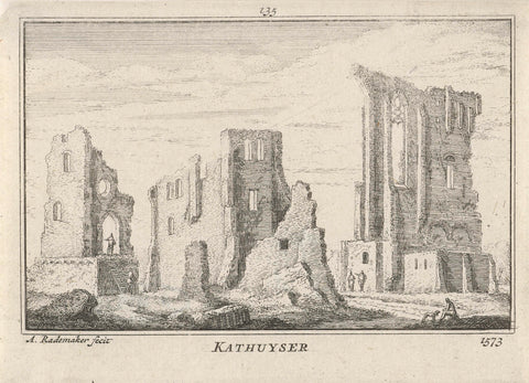 View of the ruins of the Carthusian monastery near Delft, 1573, Abraham Rademaker, 1727 - 1733 Canvas Print