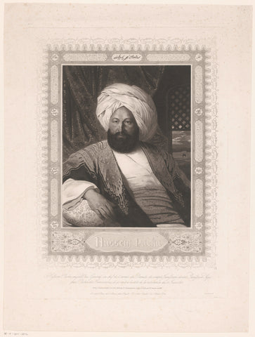 Portrait of Hussein Agha Pasha, Louis Pierre Henriquel-Dupont, 1828 Canvas Print