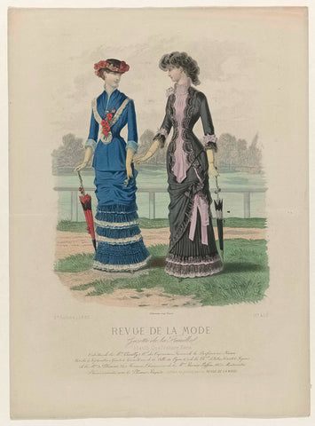 Revue de la Mode, Gazette de la Famille, dimanche 15 août 1880, 9e année, No. 450: Toilettes de la M.on Cavally (...), anonymous, 1880 Canvas Print