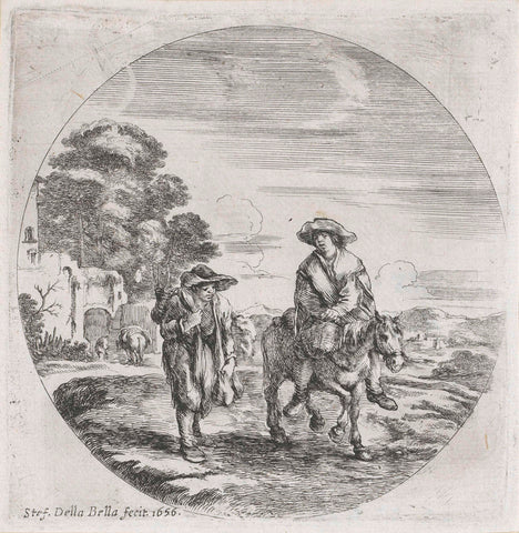 Farmer on horseback and farmer on foot, Stefano della Bella, 1656 Canvas Print