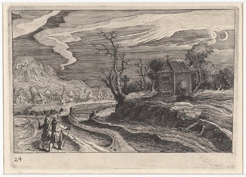 Landscape at night, Simon Frisius, 1611 Canvas Print