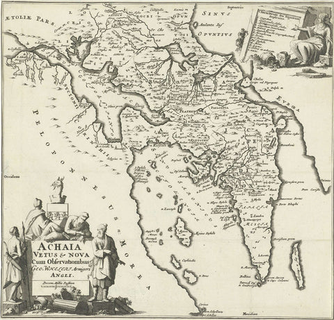 Map of Achaea, Jan Luyken, 1689 Canvas Print