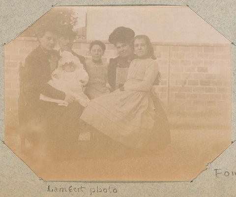 Group portrait of three adults and three children, presumably in France, Lambert, c. 1890 - c. 1900 Canvas Print