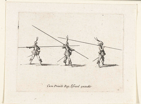 Exercises with a lance in horizontal position, Jacques Callot, 1635 Canvas Print