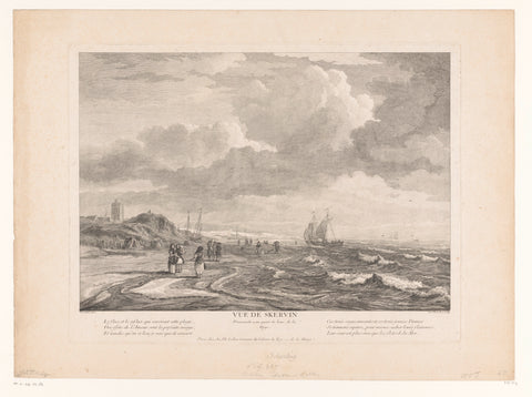 View of the beach of Egmond-aan-Zee, Jacques-Philippe Le Bas, 1751 Canvas Print